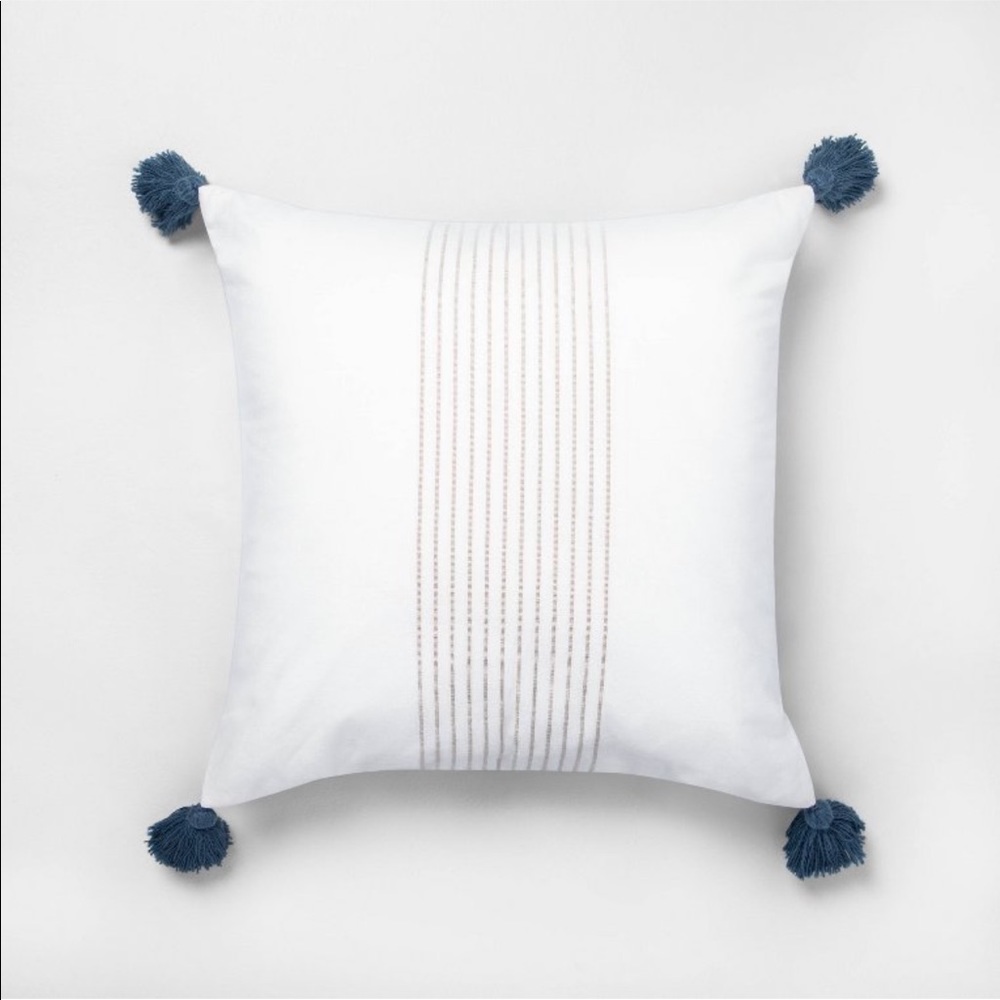 18" x 18" center stripe tassel throw pillow